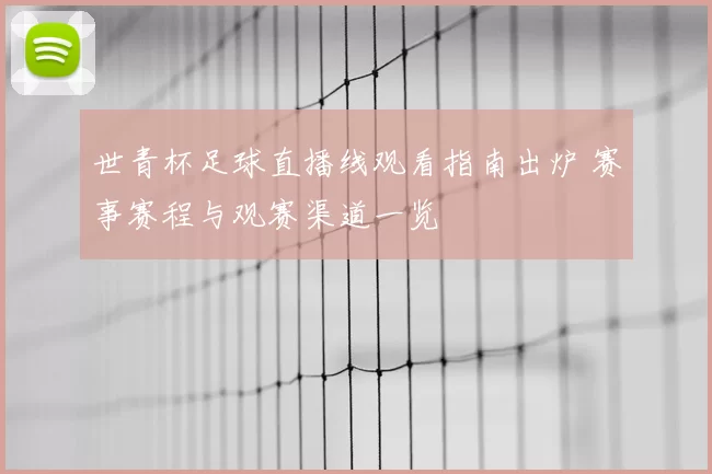 世青杯足球直播线观看指南出炉 赛事赛程与观赛渠道一览